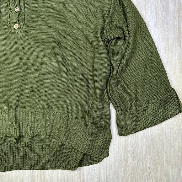 NWT Wonderly Fall Olive Drop Shoulder Henley Neck Pullover Boxy Sweater XL - Picture 4 of 14